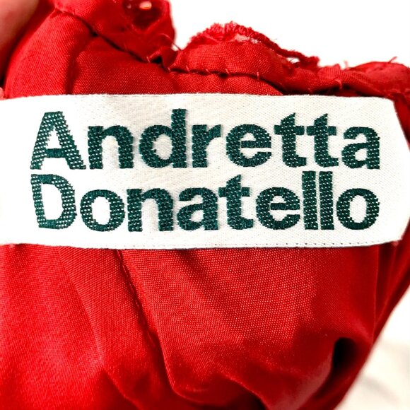 Andretta Donatello Red Gown XS Slit Mesh Beaded Detail Drama Glam Prom Pageant - Picture 8 of 10